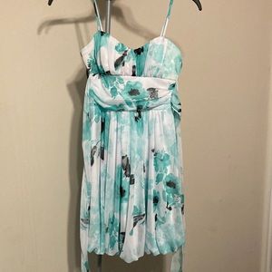White, green and black summer dress